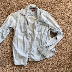 Blue denim button up